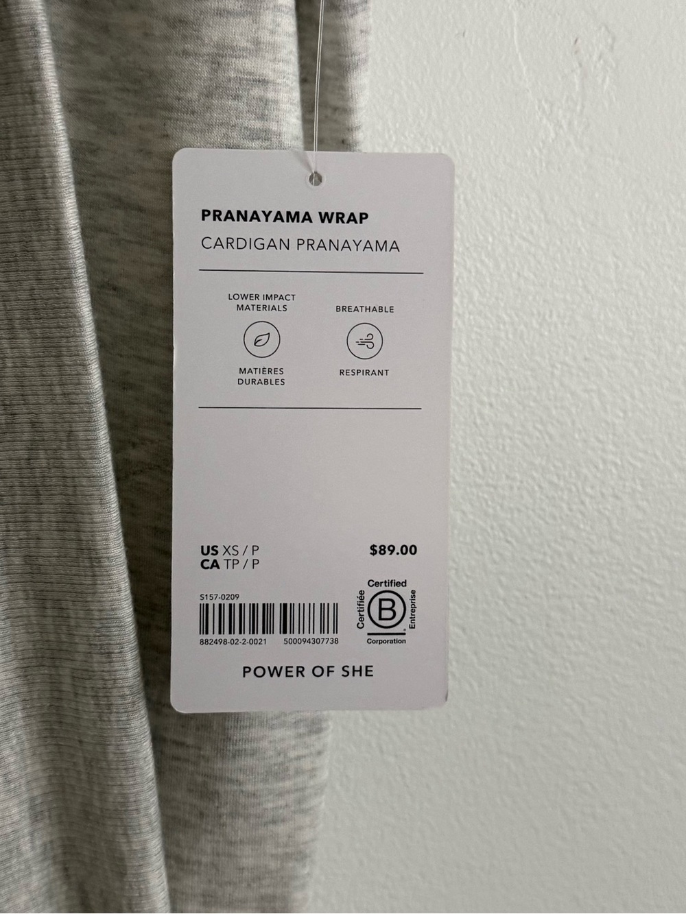 NWT Athleta Pranayama Wrap Cardigan Light Gray XS Open Front - Picture 4 of 7